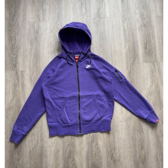 Rare Vintage Y2K Nike Swoosh Full Zip Hoodie Sweater Purple Violet Streetwear - Picture 1 of 15